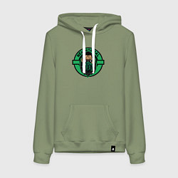 Толстовка-худи хлопковая женская Новый нормальный обезьян, цвет: авокадо