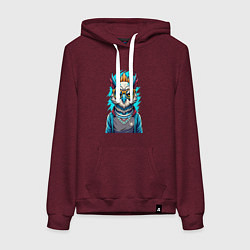 Толстовка-худи хлопковая женская Современная сова, цвет: меланж-бордовый