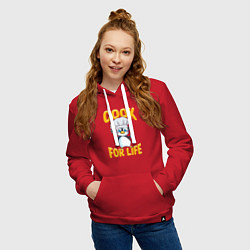 Толстовка-худи хлопковая женская Готовить всю жизнь, цвет: красный — фото 2