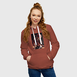 Толстовка-худи хлопковая женская Магическая битва Сукуна Рёмэн демон, цвет: кирпичный — фото 2