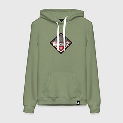 Толстовка-худи хлопковая женская Hong Kong adventure, цвет: авокадо