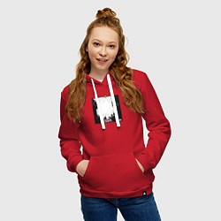 Толстовка-худи хлопковая женская Храбрый дух, цвет: красный — фото 2