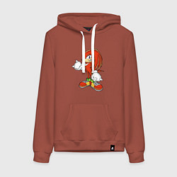 Толстовка-худи хлопковая женская Ехидна Наклз - соник, цвет: кирпичный