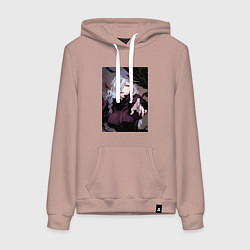 Толстовка-худи хлопковая женская Магическая битва Мэй Мэй маг первого класса, цвет: пыльно-розовый