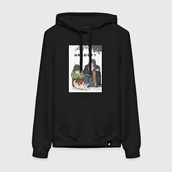 Толстовка-худи хлопковая женская Монолог фармацевта Маомао Жэньши, цвет: черный