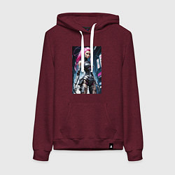Толстовка-худи хлопковая женская Cyber Barbie from future - ai art fantasy, цвет: меланж-бордовый