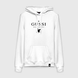 Толстовка-худи хлопковая женская Гусси черный - сделано в России, цвет: белый