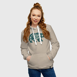 Толстовка-худи хлопковая женская Силуэт медведя, цвет: миндальный — фото 2