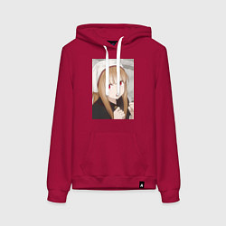 Толстовка-худи хлопковая женская Волчица и пряности Холо монашка, цвет: маджента