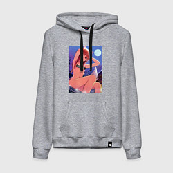 Толстовка-худи хлопковая женская Волчица и пряности Холо waifu, цвет: меланж