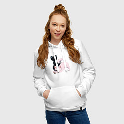 Толстовка-худи хлопковая женская Магическая битва Сатору Годзё Сугуру Гэто коты, цвет: белый — фото 2