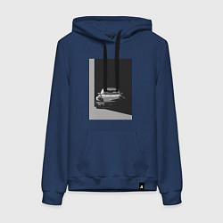 Толстовка-худи хлопковая женская Porsche 911 легендарный автомобиль, цвет: тёмно-синий