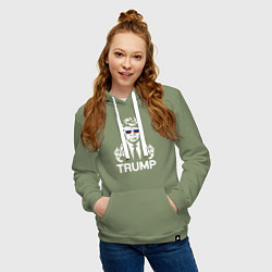 Толстовка-худи хлопковая женская Трамп наш, цвет: авокадо — фото 2