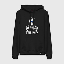Толстовка-худи хлопковая женская Трамп наш, цвет: черный