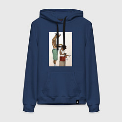 Толстовка-худи хлопковая женская Парикмахер, цвет: тёмно-синий