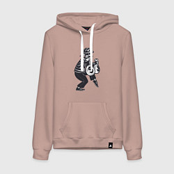 Толстовка-худи хлопковая женская Вор с мешками денег, цвет: пыльно-розовый