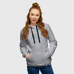 Толстовка-худи хлопковая женская Динозавр и надпись рок н ролл, цвет: меланж — фото 2