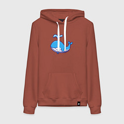 Толстовка-худи хлопковая женская Милый кит, цвет: кирпичный