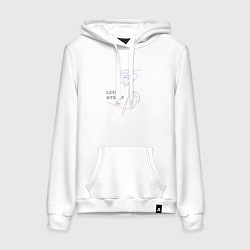 Толстовка-худи хлопковая женская BTS love myself, цвет: белый