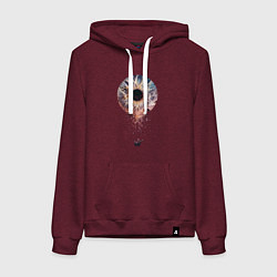 Толстовка-худи хлопковая женская Зрачок галактика, цвет: меланж-бордовый