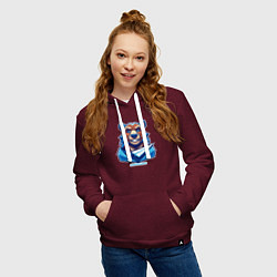 Толстовка-худи хлопковая женская Медведь FREEDUROV, цвет: меланж-бордовый — фото 2