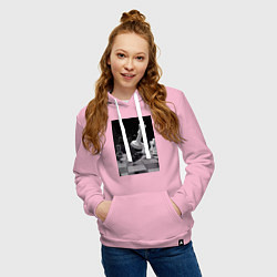 Толстовка-худи хлопковая женская Шахматы эстетика, цвет: светло-розовый — фото 2