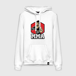 Толстовка-худи хлопковая женская MMA girl, цвет: белый