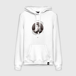 Толстовка-худи хлопковая женская Маяковский о пиве и музыке, цвет: белый