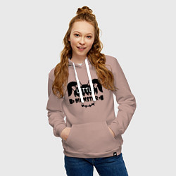 Толстовка-худи хлопковая женская Girl - Little monster, цвет: пыльно-розовый — фото 2