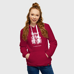 Толстовка-худи хлопковая женская Slipknot - skeleton girl, цвет: маджента — фото 2