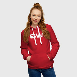 Толстовка-худи хлопковая женская Street Workout OldSchool White Hoodie, цвет: красный — фото 2