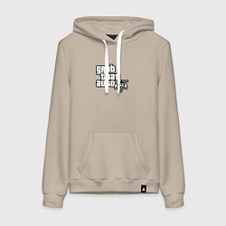 Толстовка-худи хлопковая женская GTA5 игровое лого, цвет: миндальный