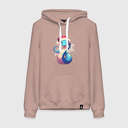 Женская толстовка-худи Синяя змея с снежинками