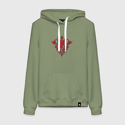 Толстовка-худи хлопковая женская Лис с узорами, цвет: авокадо