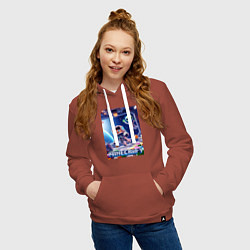 Толстовка-худи хлопковая женская Инопланетянин следит за космонавтом - Майнкрафт, цвет: кирпичный — фото 2