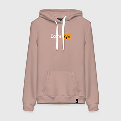 Толстовка-худи хлопковая женская Соплежуй pornhub, цвет: пыльно-розовый