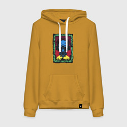 Толстовка-худи хлопковая женская Новый взгляд на будущее, цвет: горчичный