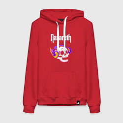 Толстовка-худи хлопковая женская Nazareth - неоновый череп, цвет: красный