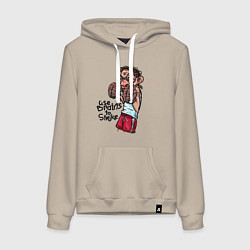 Толстовка-худи хлопковая женская Не используй руки - используй мозги, цвет: миндальный