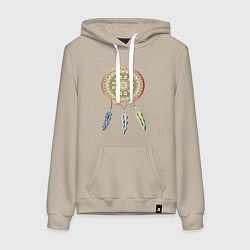 Толстовка-худи хлопковая женская Ловец сновидений, цвет: миндальный