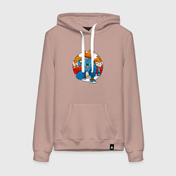 Толстовка-худи хлопковая женская Rap - Concrete battle, цвет: пыльно-розовый