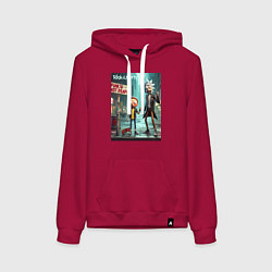 Толстовка-худи хлопковая женская Рик и Морти - панк жив, цвет: маджента