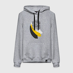 Толстовка-худи хлопковая женская Без труда не вытащишь и рыбку - флаг надпись черна, цвет: меланж