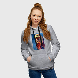 Толстовка-худи хлопковая женская Орел на синем фоне, цвет: меланж — фото 2