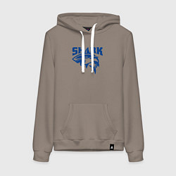 Толстовка-худи хлопковая женская Акула атакует, цвет: утренний латте