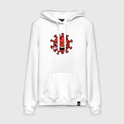 Толстовка-худи хлопковая женская Забавный вирус, цвет: белый