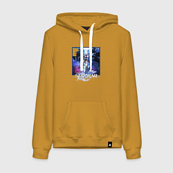 Толстовка-худи хлопковая женская Цзинлю, цвет: горчичный