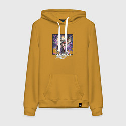 Толстовка-худи хлопковая женская Бутхилл, цвет: горчичный