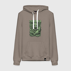 Толстовка-худи хлопковая женская Ужасающий постер, цвет: утренний латте