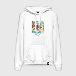 Толстовка-худи хлопковая женская Фэйсяо, цвет: белый
